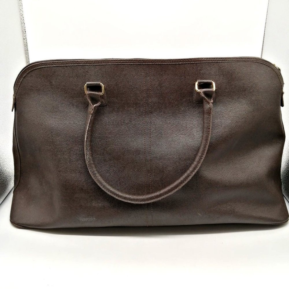 Womens Tote Bag Brown Double Handles Zip Close Brown Nylon Lining‎ XL